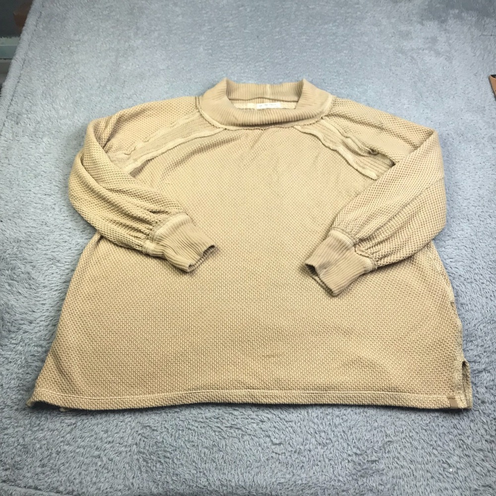 Free People Shes A Keeper Top Womens L Brown Knit Oversized Pullover‎ Sweater